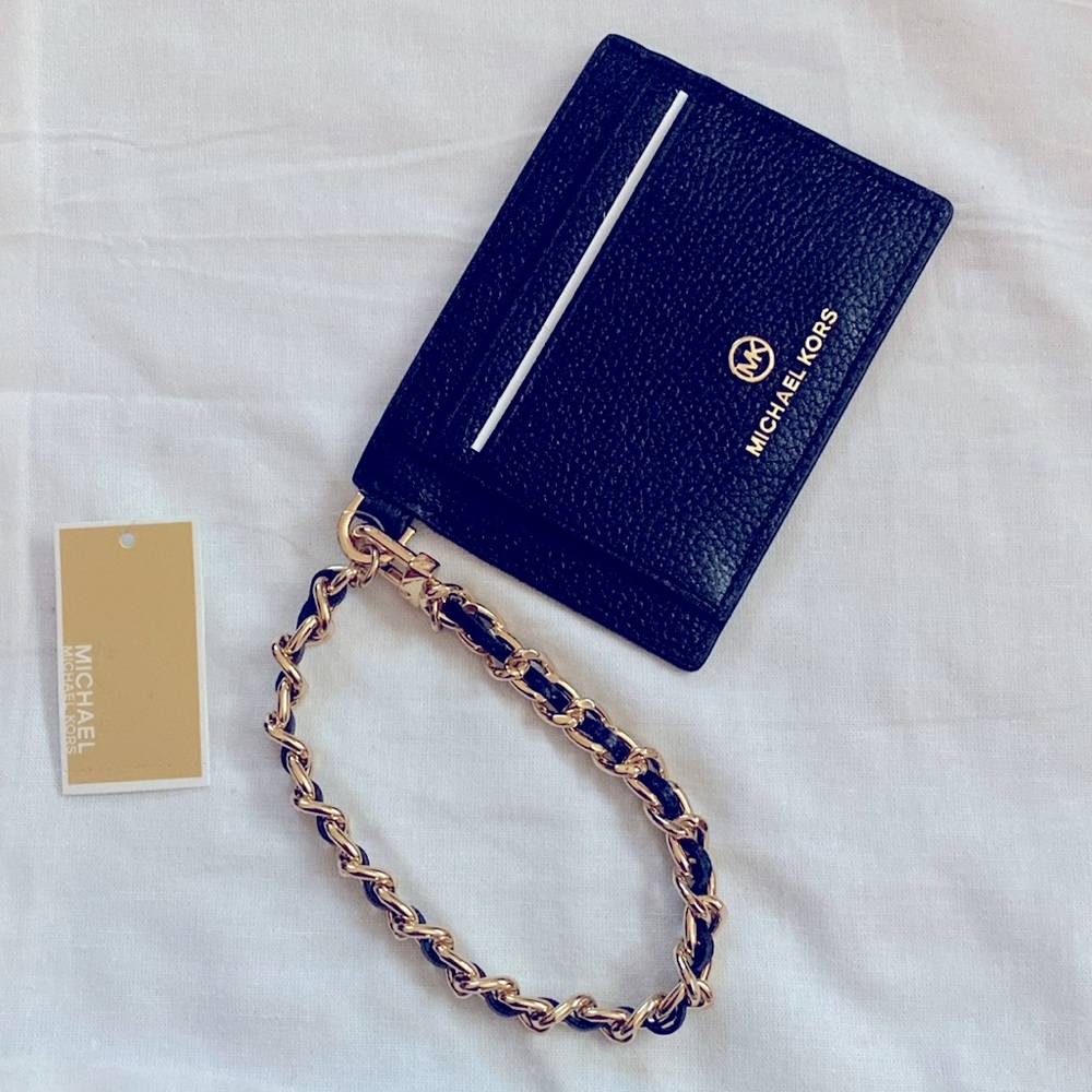 New- Micheal Kors key & card holder with attached chain